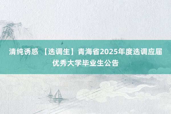 清纯诱惑 【选调生】青海省2025年度选调应届优秀大学毕业生公告