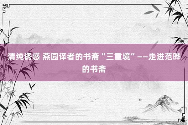 清纯诱惑 燕园译者的书斋“三重境”——走进范晔的书斋