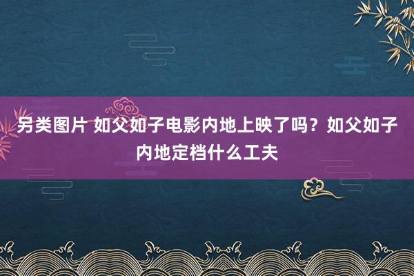 另类图片 如父如子电影内地上映了吗？如父如子内地定档什么工夫